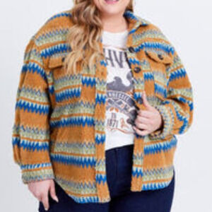 Orange and Blue Southwest Teddy‎ Shacket